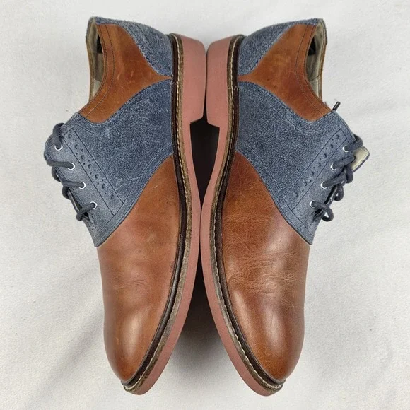 Cole Haan NikeAir Air Sole Saddle Brown Blue Leather Oxford Dress Shoes Sz 9 M - Picture 7 of 10